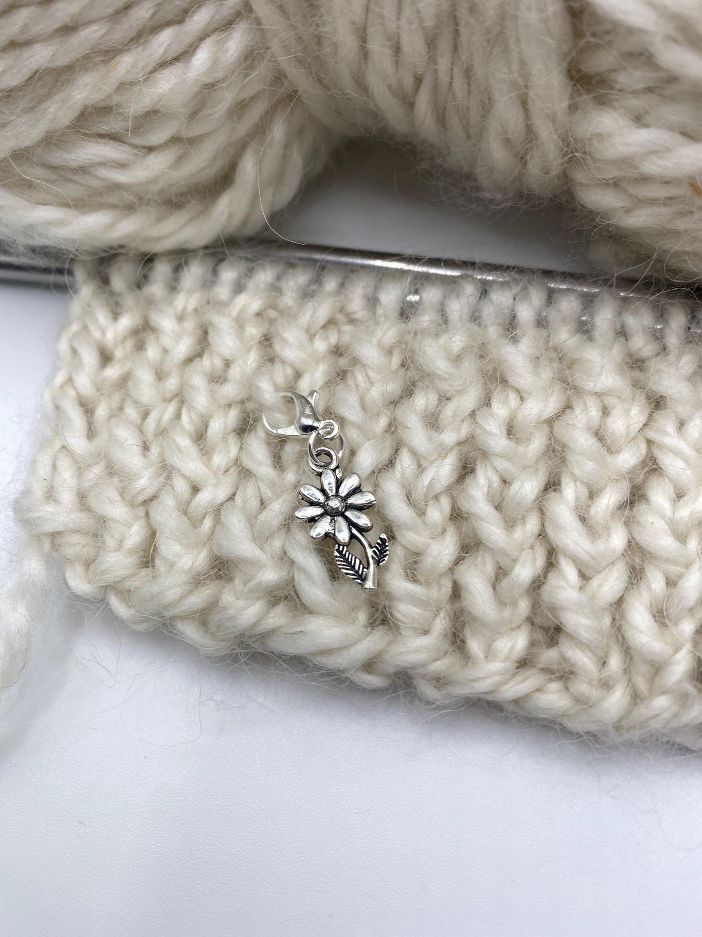 Silver Flower Stitch Marker set of 3