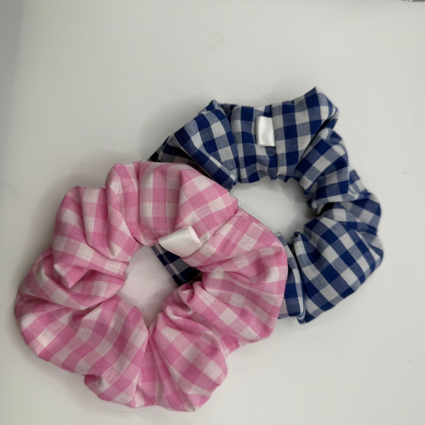 Blue & Pink Gingham Scrunchie
