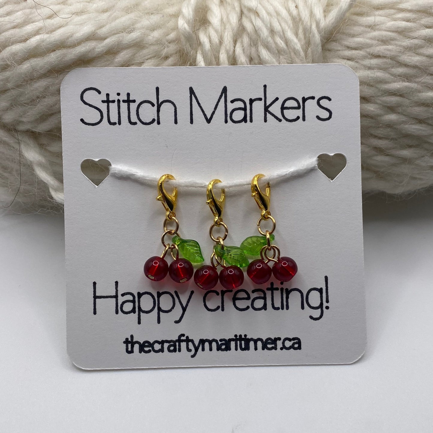Cherry Stitch Markers set of 3
