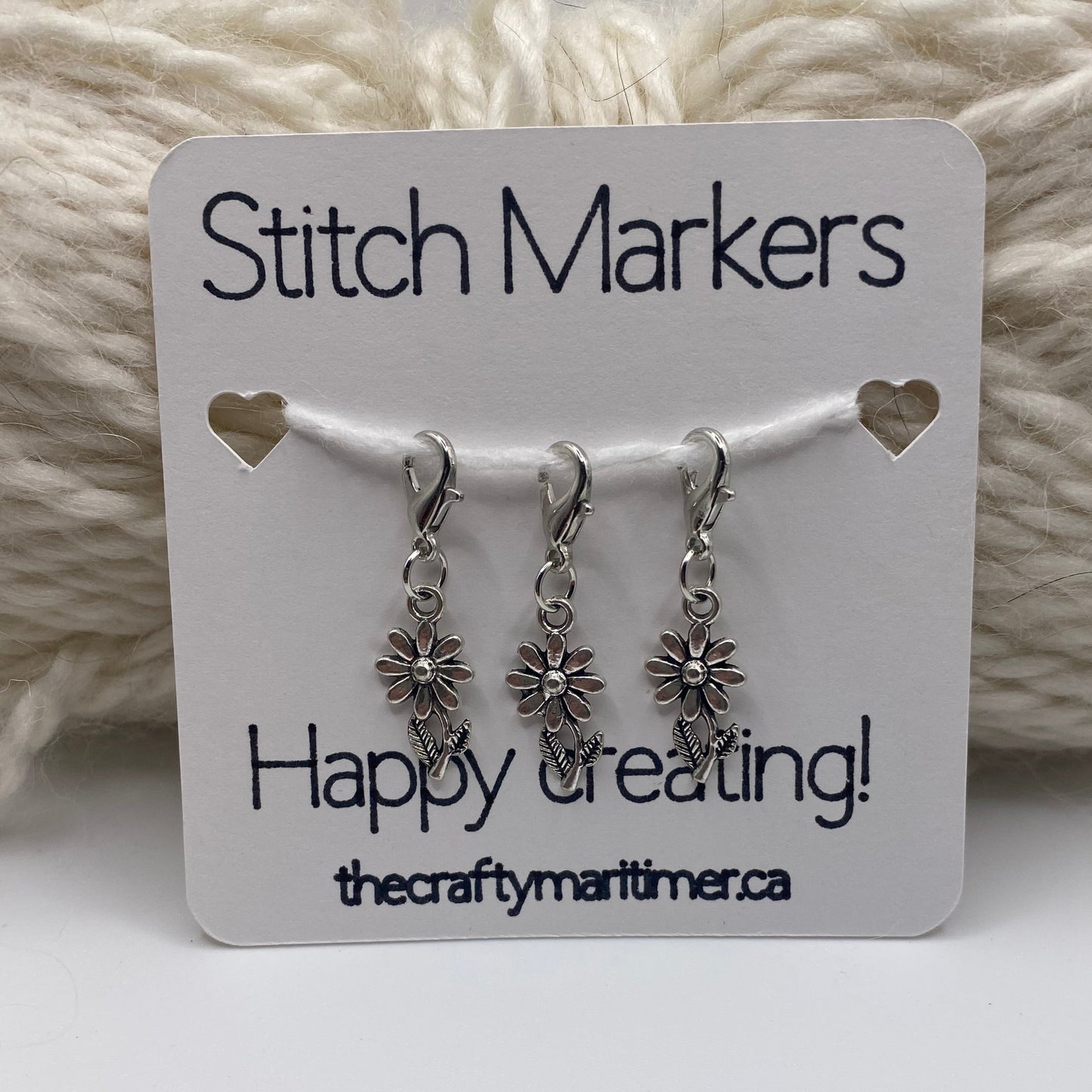 Silver Flower Stitch Marker set of 3