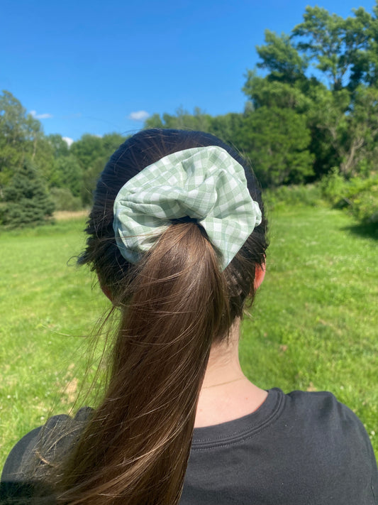 Green Gingham Scrunchie