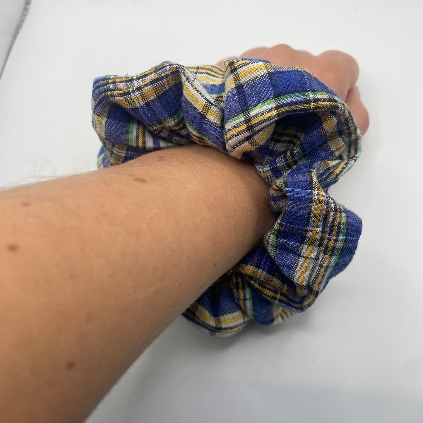 Blue Plaid Scrunchie