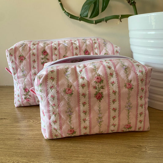 Quilted Vintage Floral Toiletry Bag