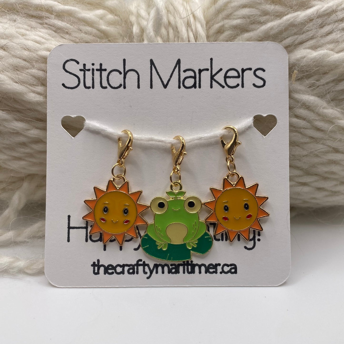 Sun and Frog Stitch Marker set of 3