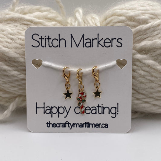 Candy Cane Stitch Marker set of 3