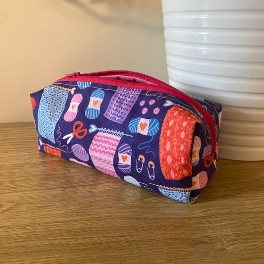 Purple Knitting Pencil Case