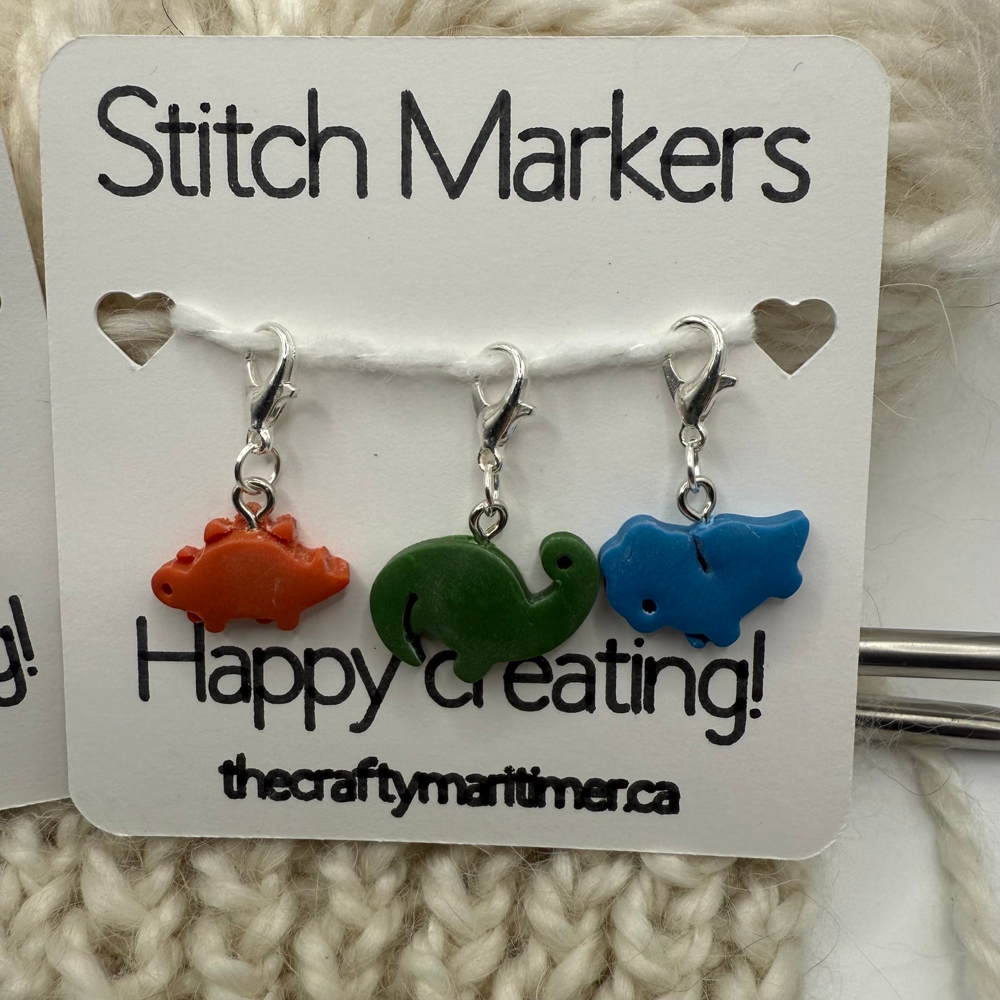 Handmade Dinosaur Stitch Markers/Progress Keepers