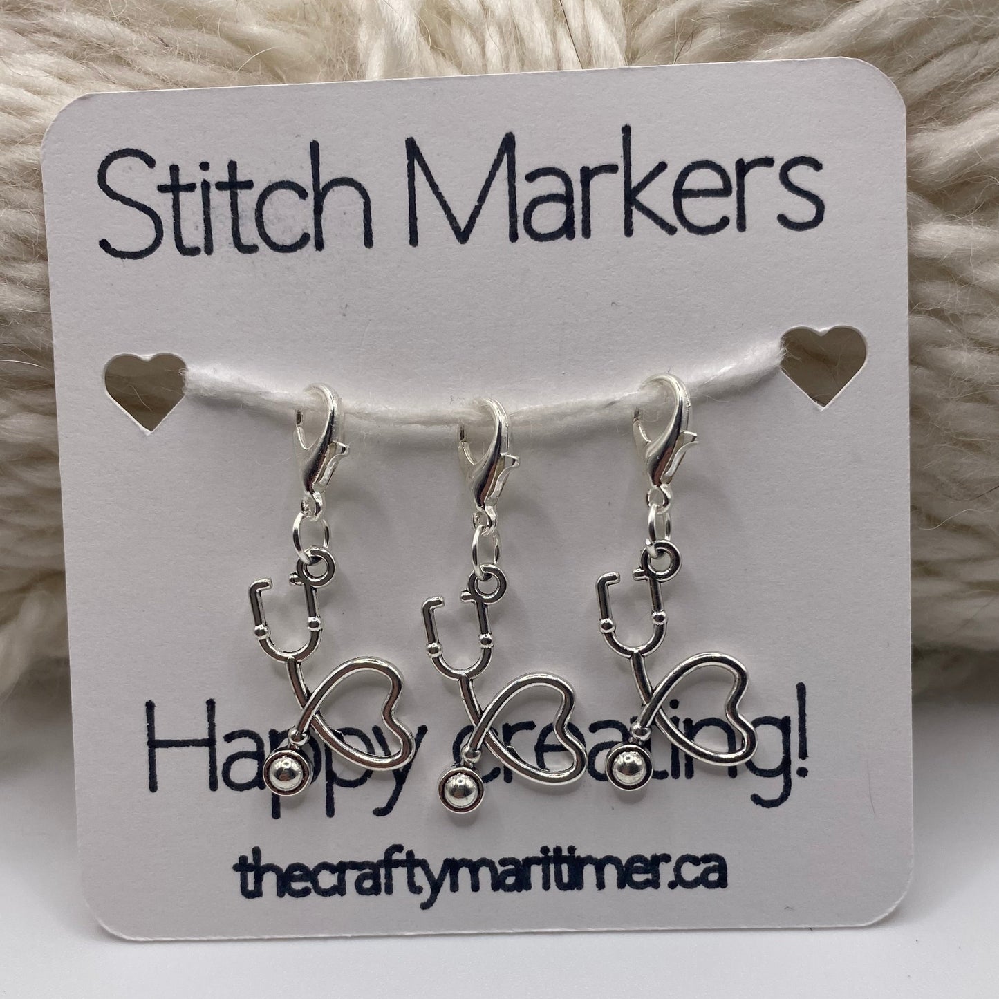 Silver Stethoscope Stitch Marker set of 3