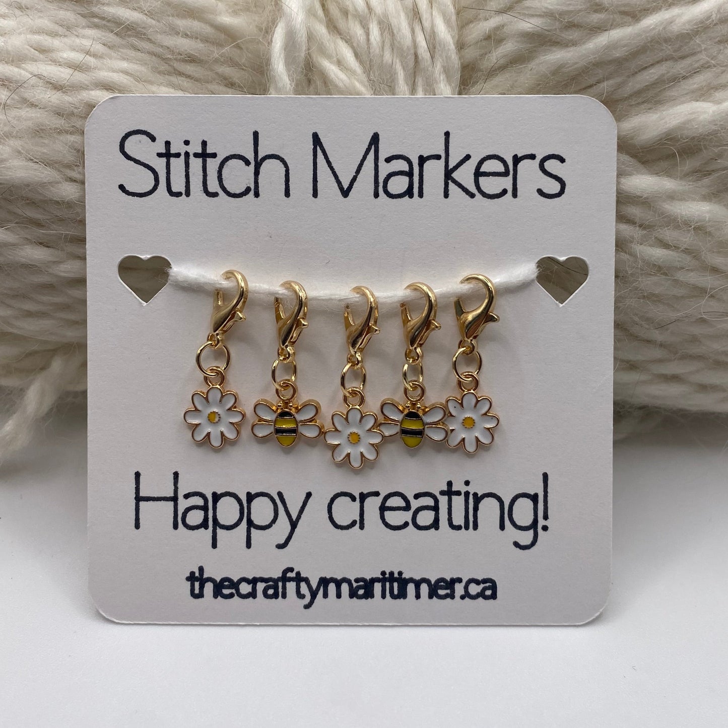 Gold Bee and Daisy Stitch Markers Set of 5