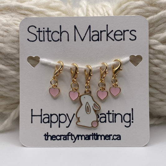 Bunny and Heart Stitch Markers set of 5