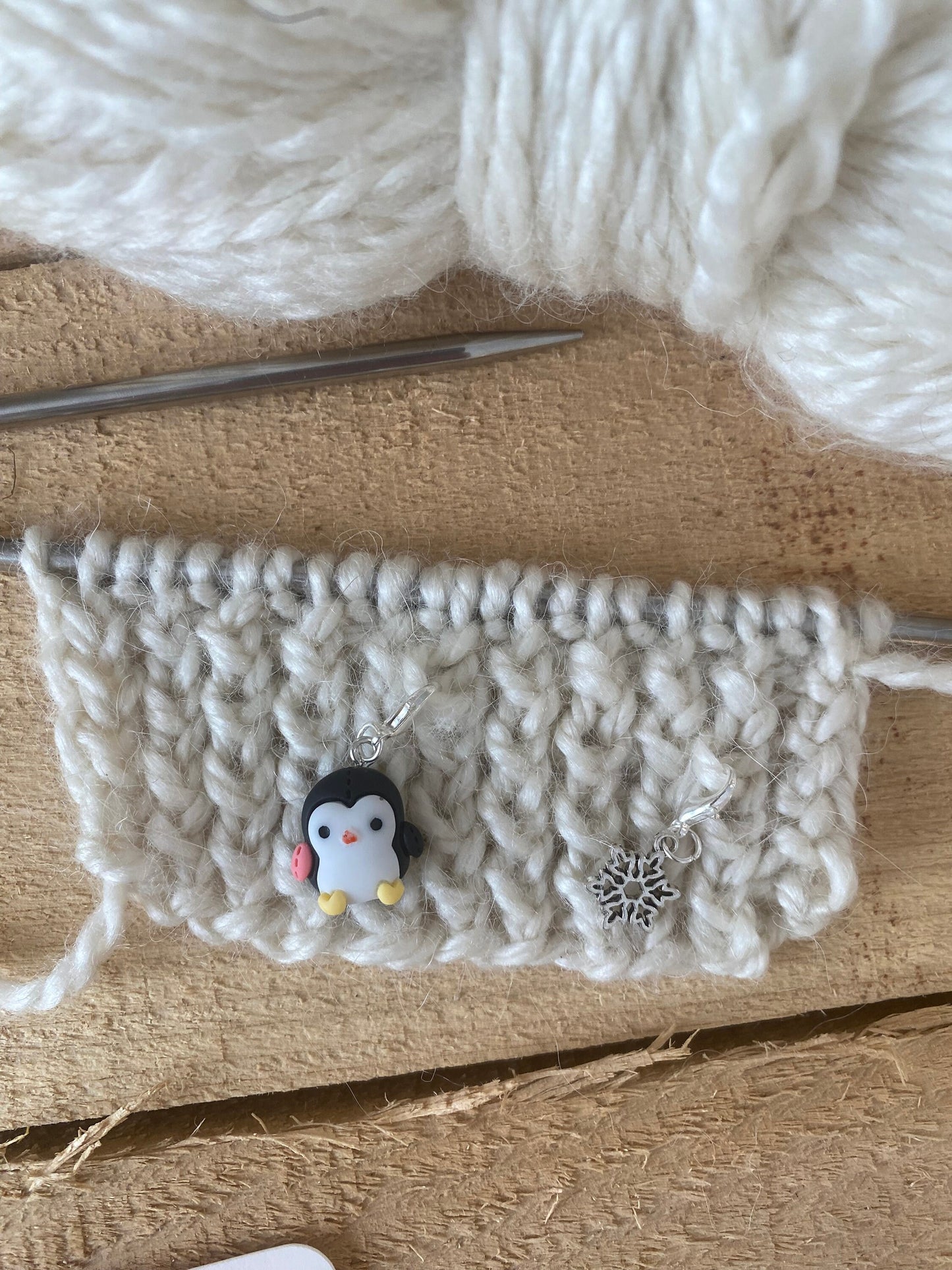 Penguin and Snowflake Stitch Markers set of 5
