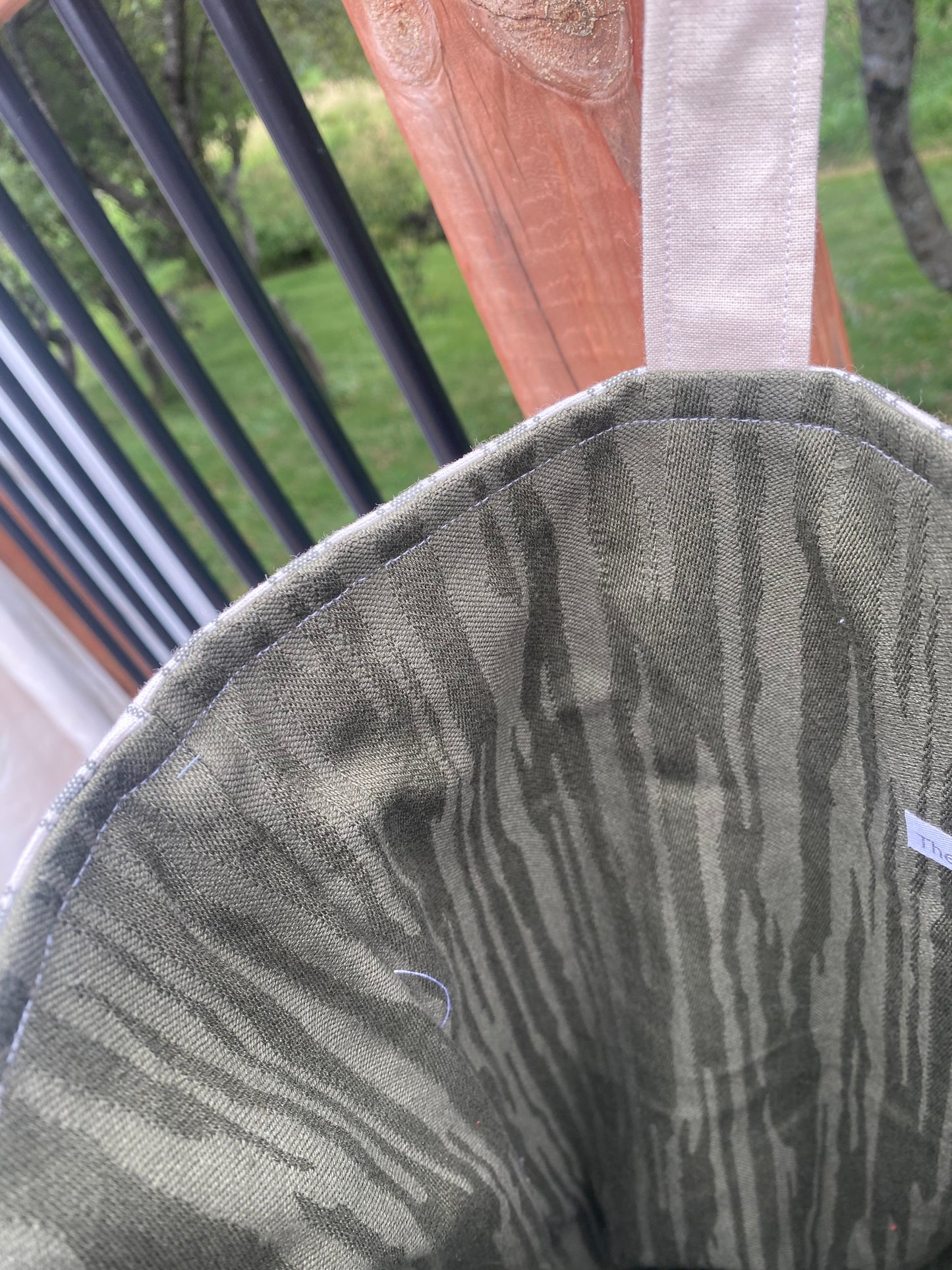 Olive Green Striped Tote