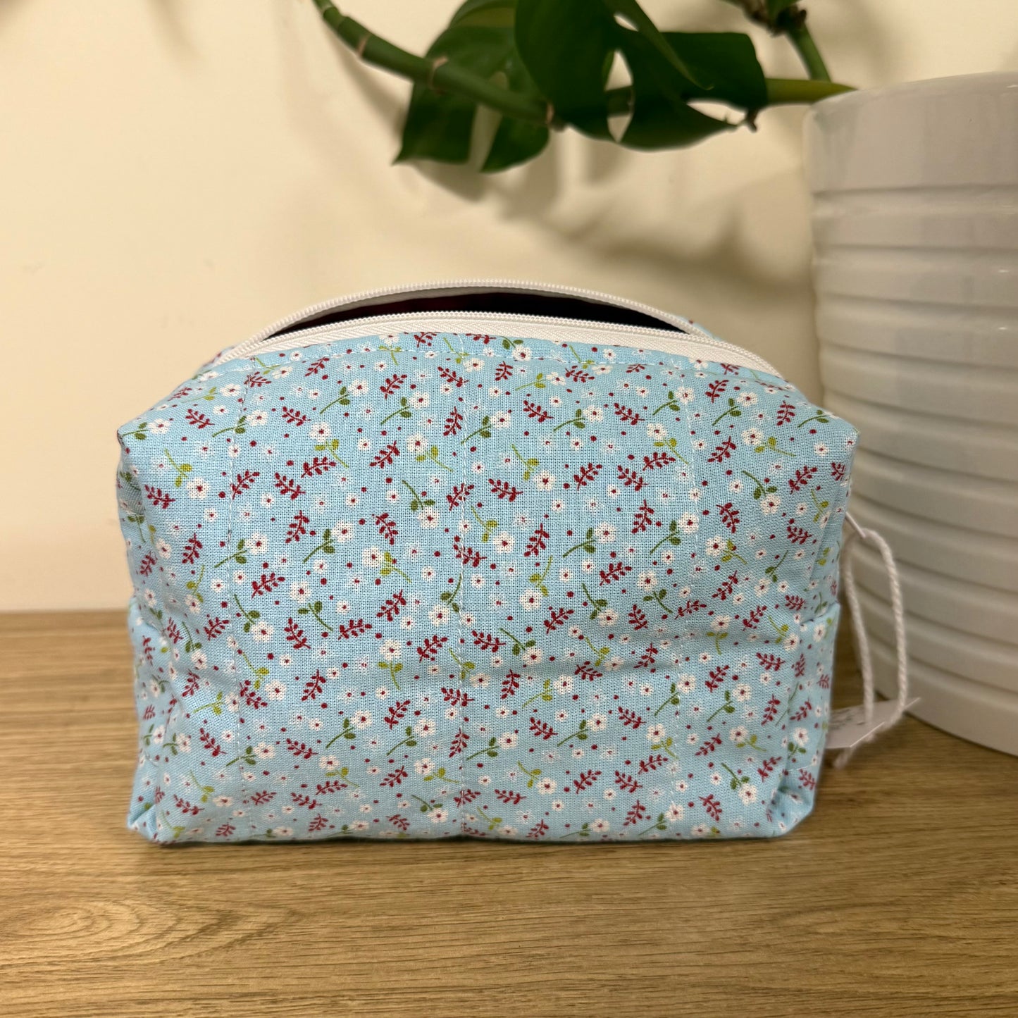 Quilted Blue Floral Toiletry Bag