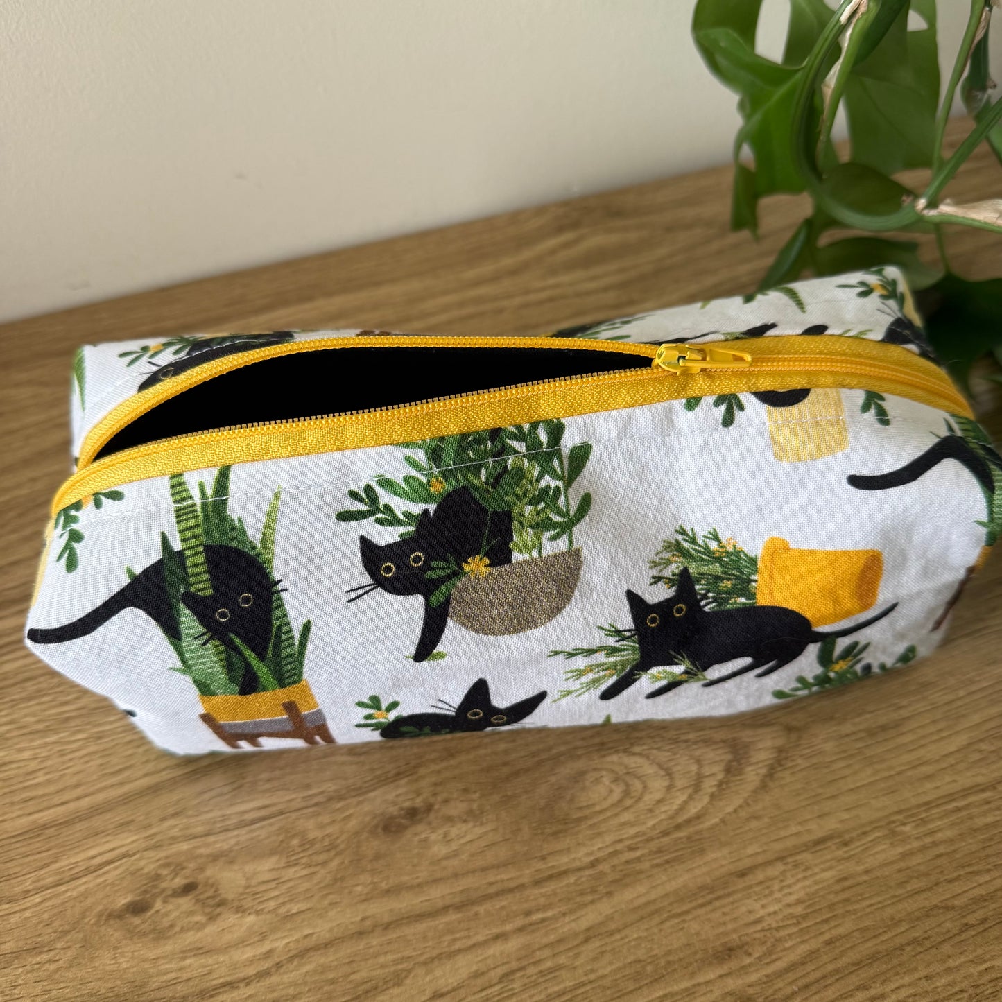 Cats & Plants Pencil Case (yellow zip)