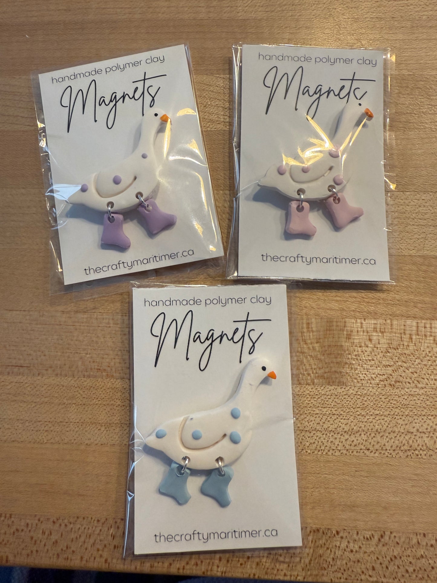 White Polka Dot Duck Magnet