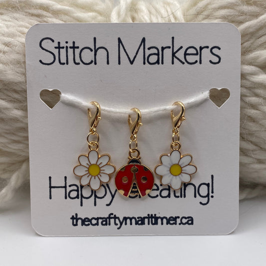 Daisy and Ladybug Stitch Marker set of 3
