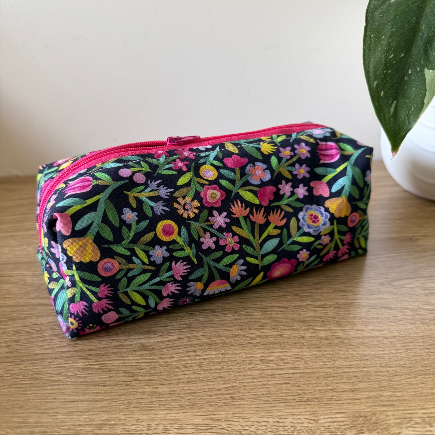 Black Floral Pencil Case