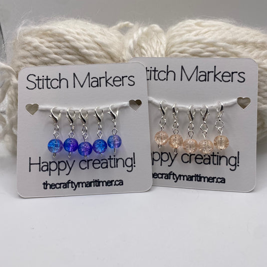Glass Bead Stitch Markers set of 5