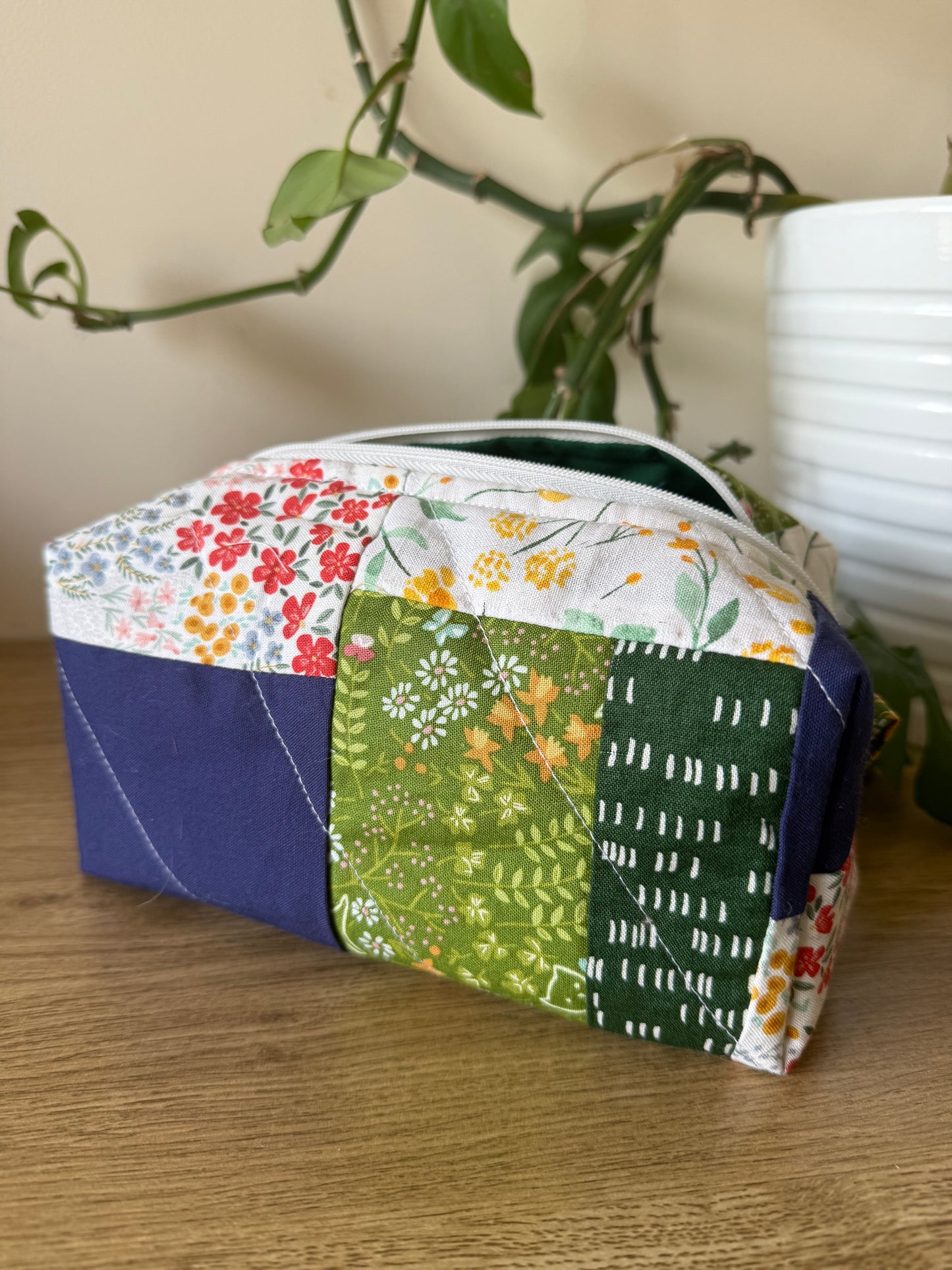 One of a Kind Green Quilted Toiletry Bag
