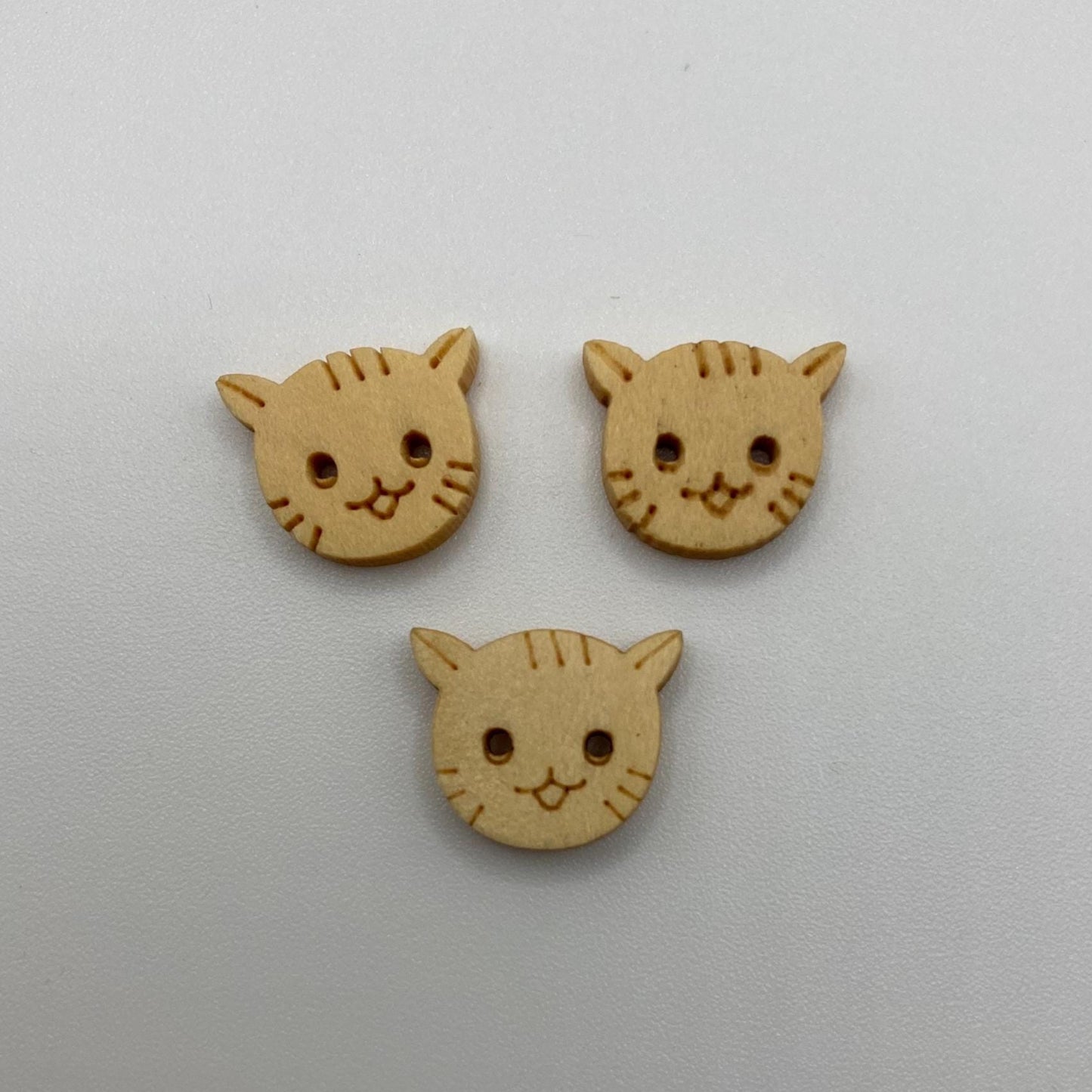 Wooden Cat Buttons set of 4