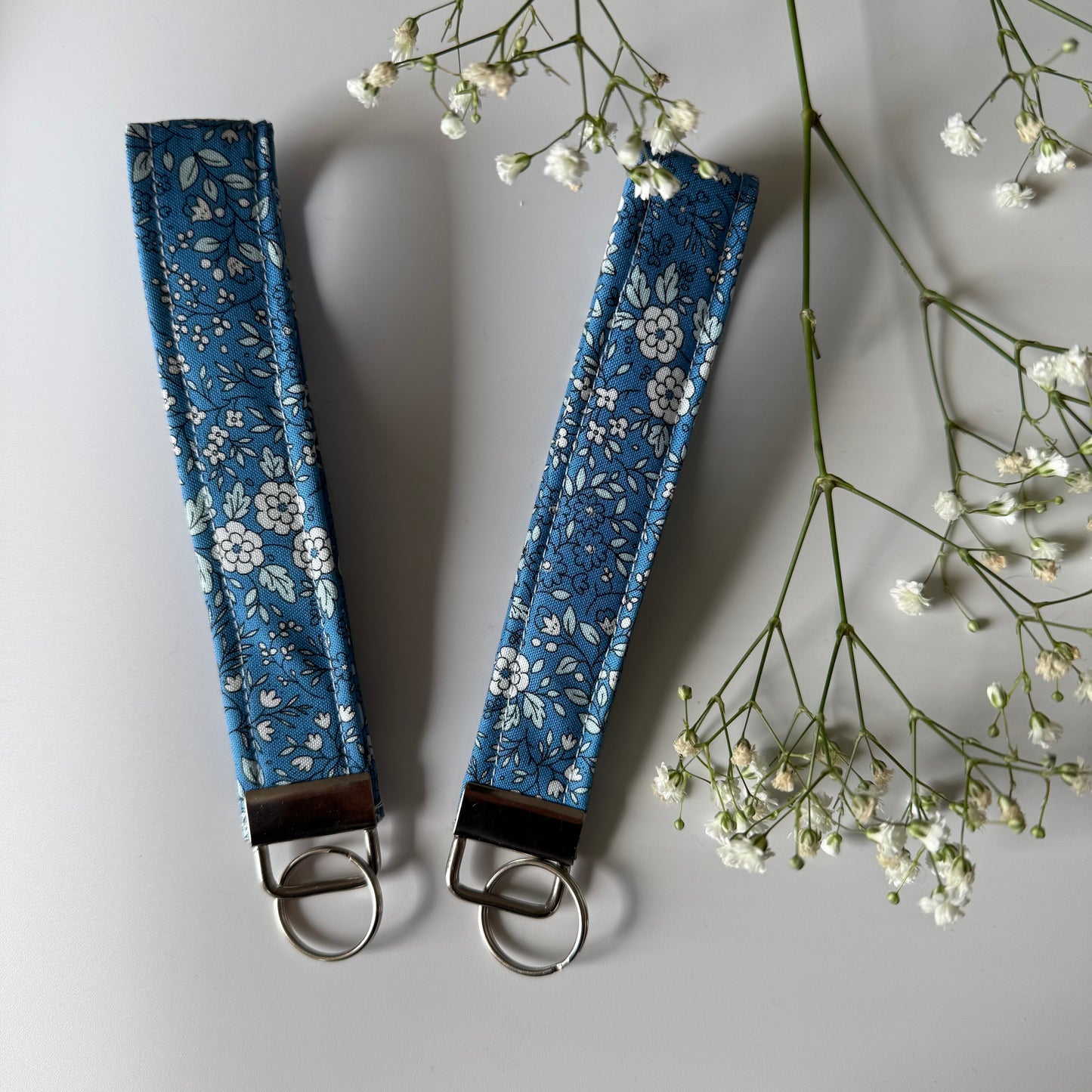 Blue Floral Wristlet