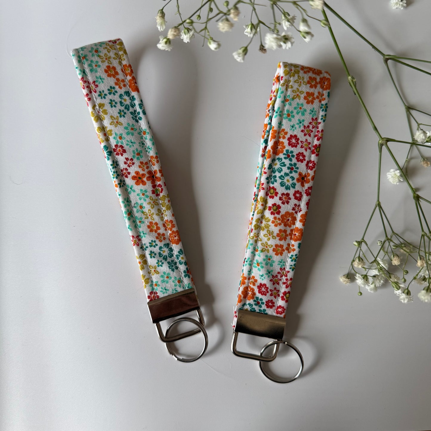 Orange Floral Wristlet