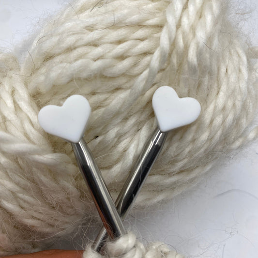 White Heart Needle Protectors set of 2