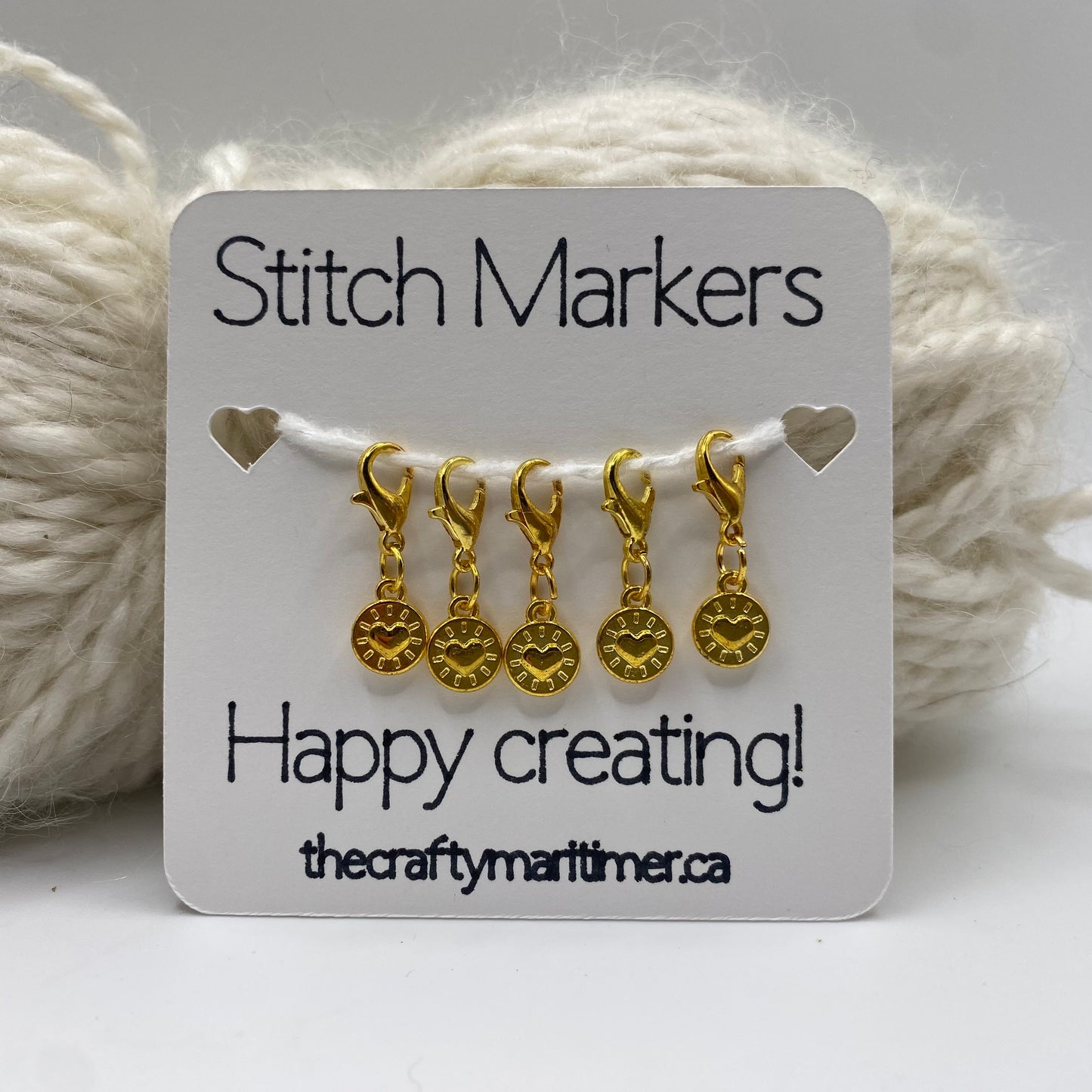 Gold Heart Stitch Marker set of 5