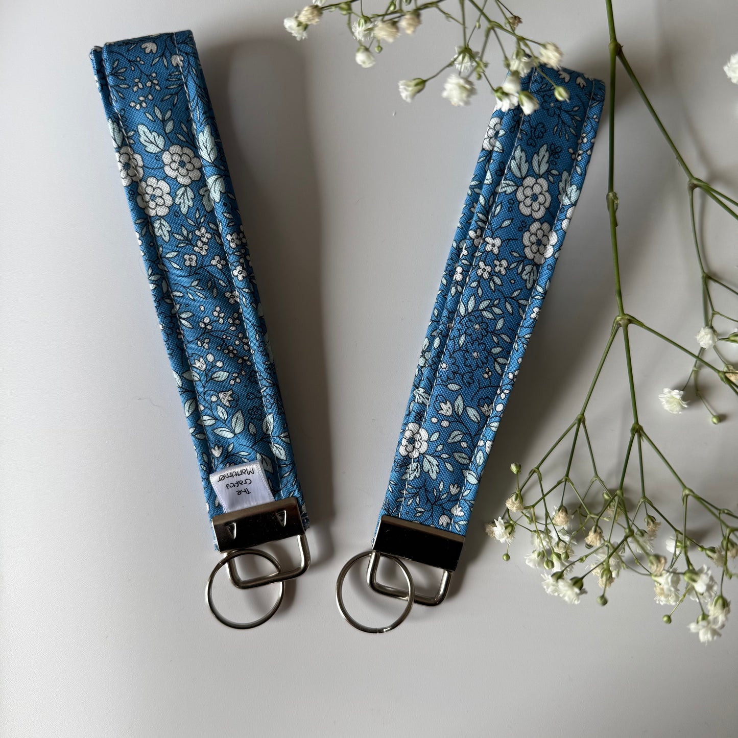 Blue Floral Wristlet