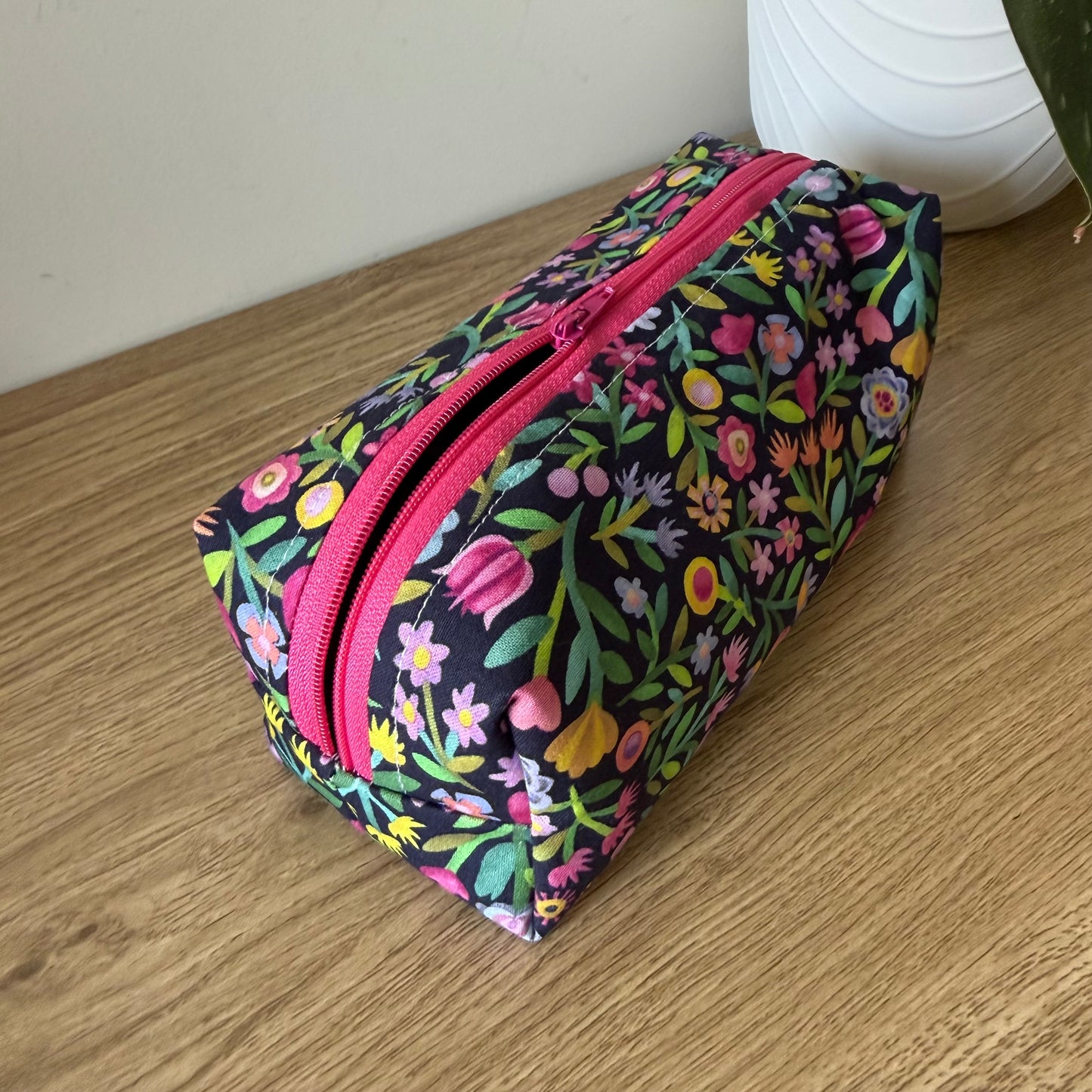 Black Floral Pencil Case