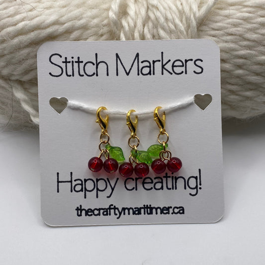 Cherry Stitch Markers set of 3
