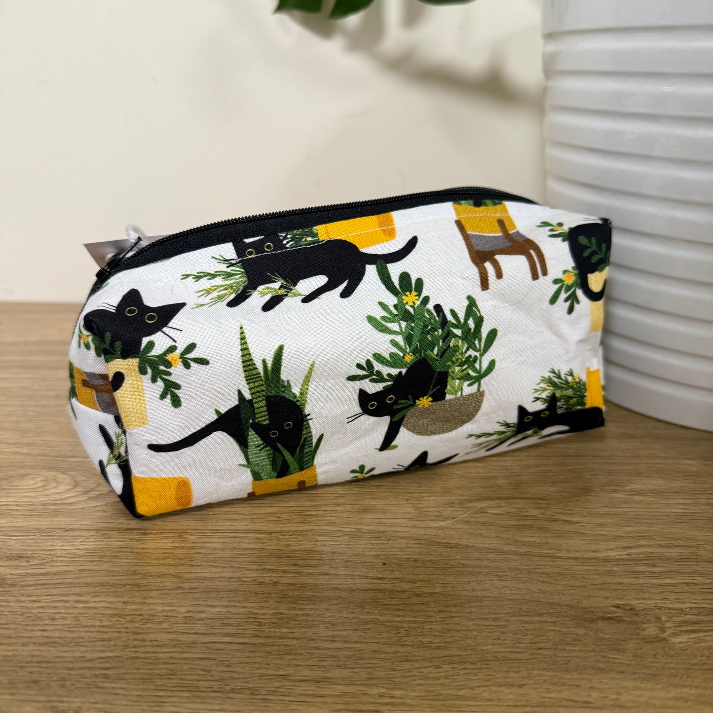 Cats & Plants Pencil Case (black zip)