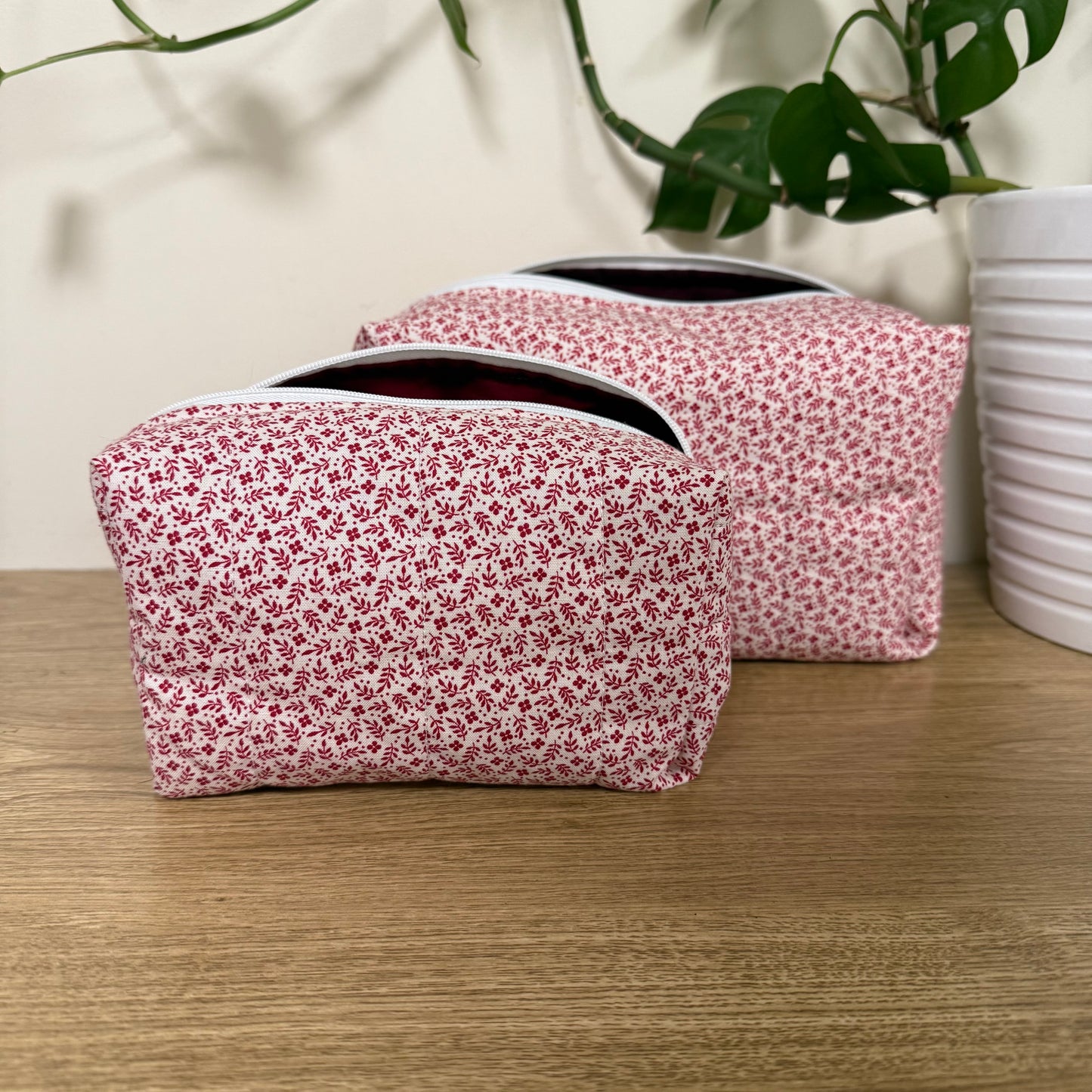Quilted Red Floral Toiletry Bag