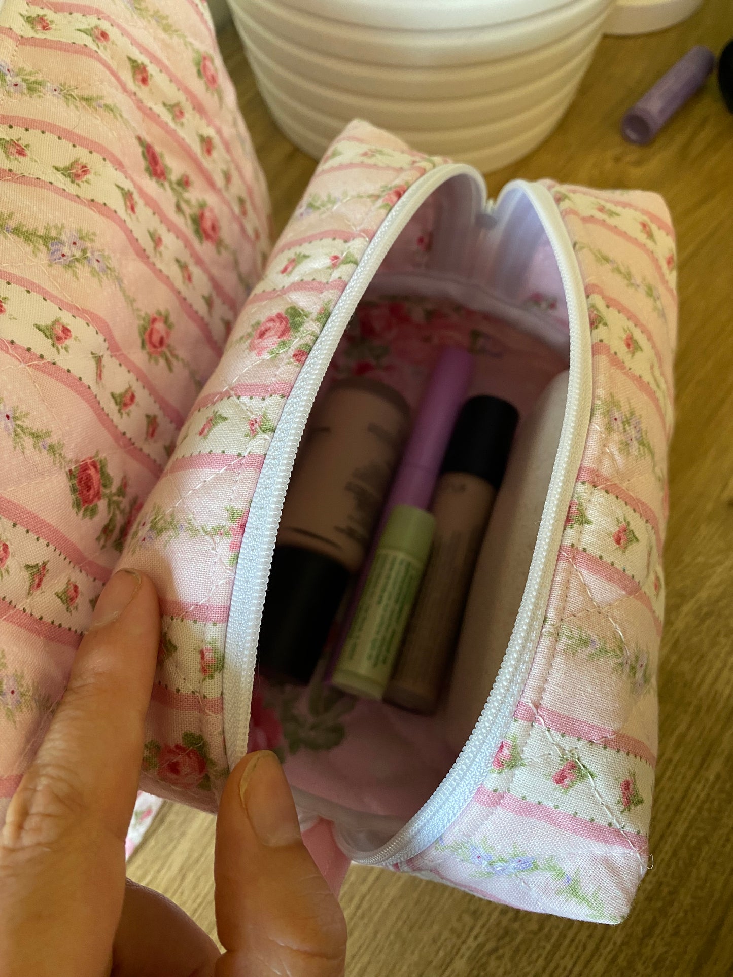 Quilted Vintage Floral Toiletry Bag