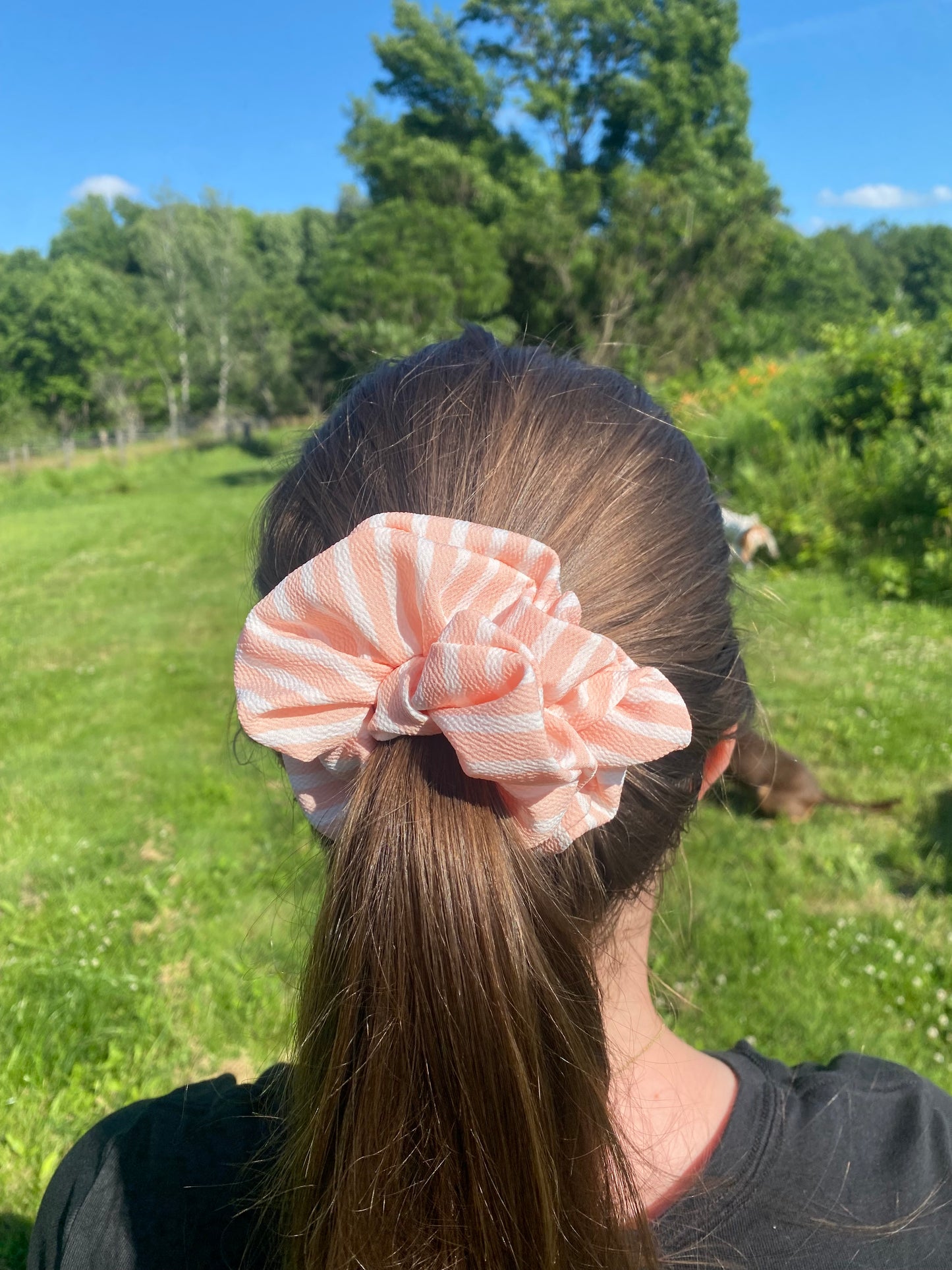 Pink Stripe Scrunchie