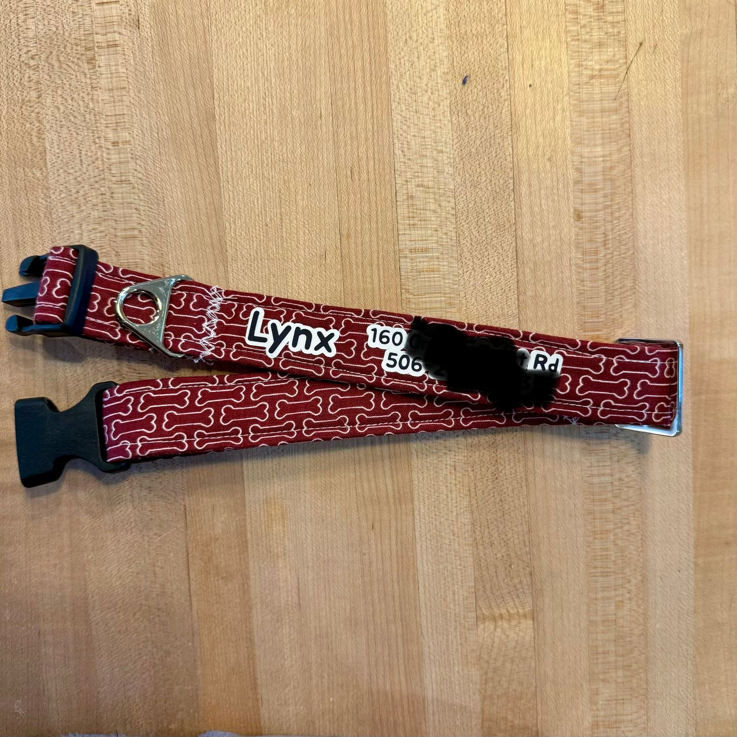 Personalized Red Bones Dog Collar