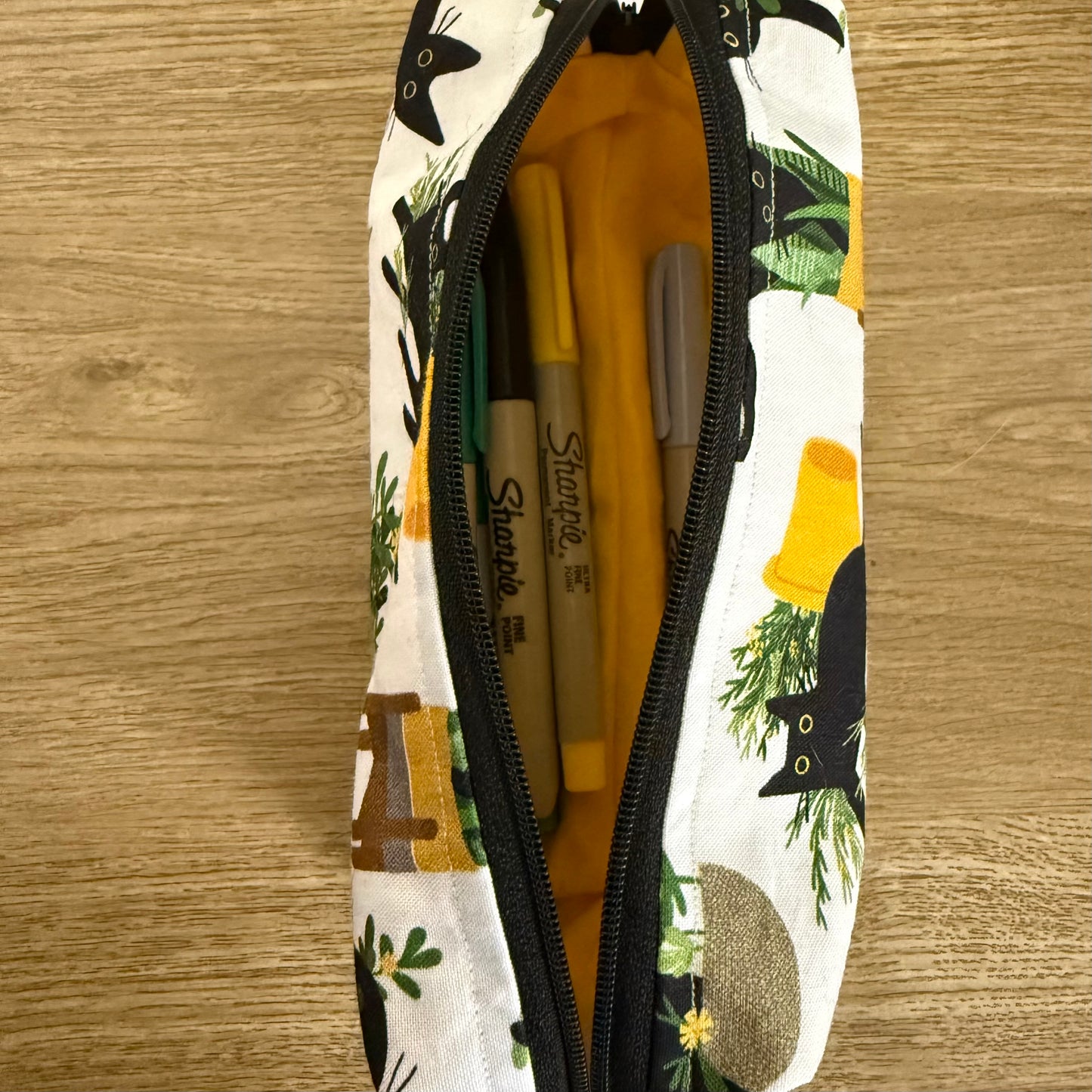 Cats & Plants Pencil Case (black zip)