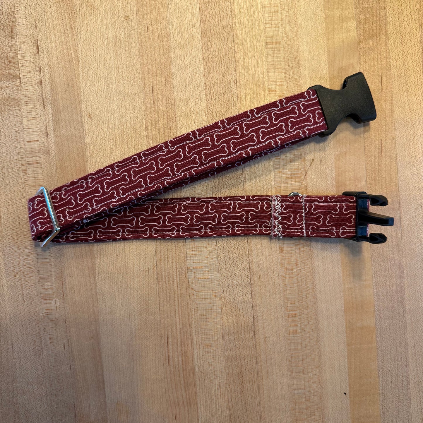 Personalized Red Bones Dog Collar