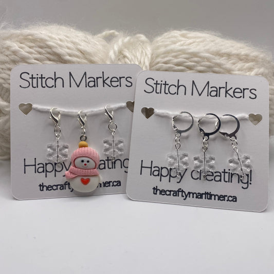 Snowman or Snowflake Stitch Markers sets