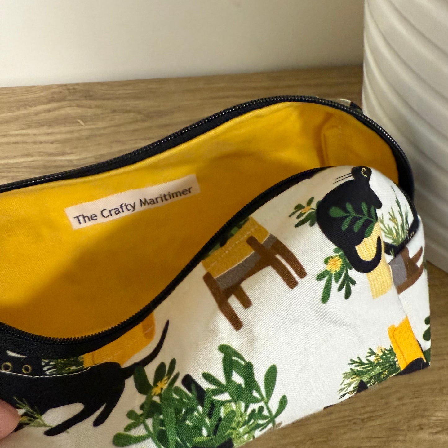 Cats & Plants Pencil Case (black zip)