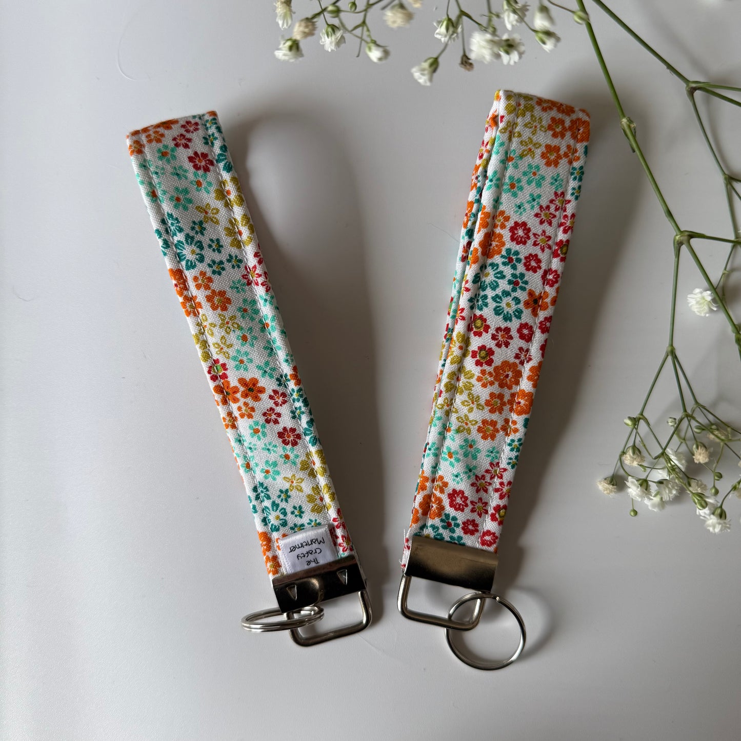 Orange Floral Wristlet