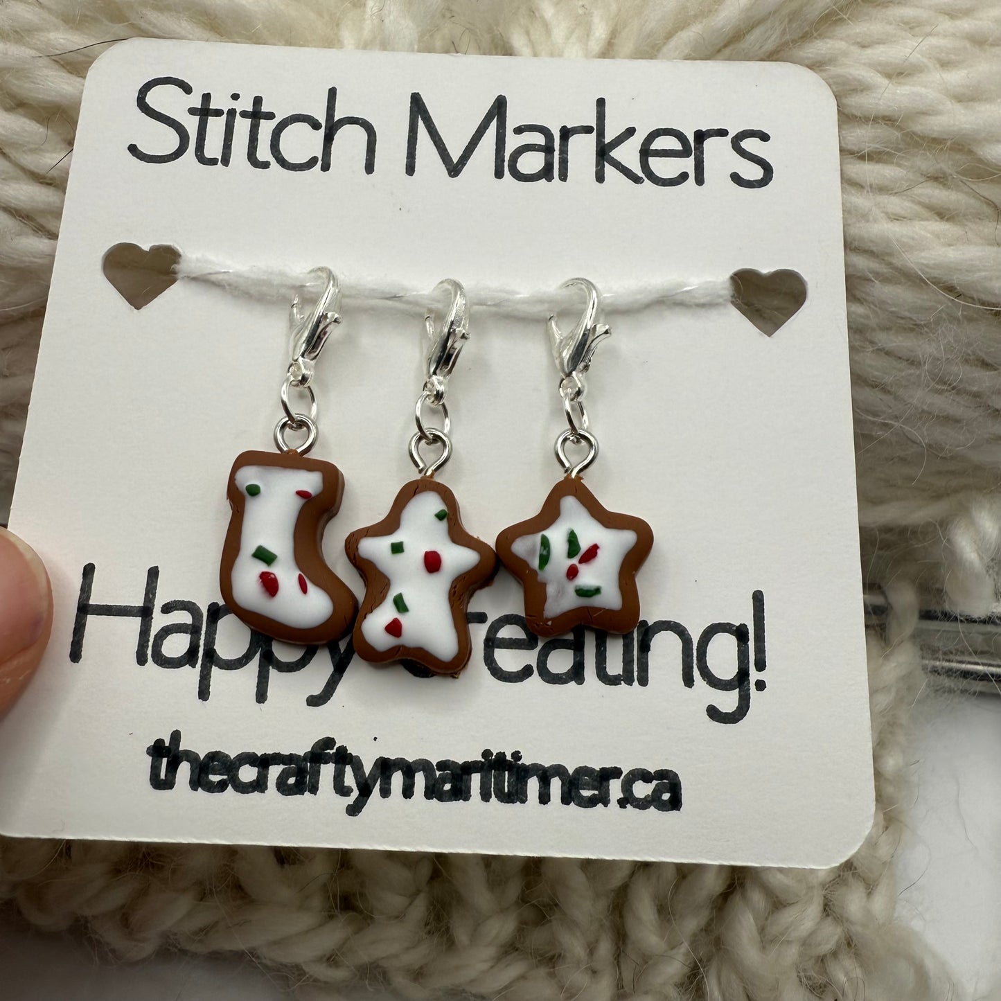 Handmade Christmas Cookies Stitch Markers/Progress Keepers
