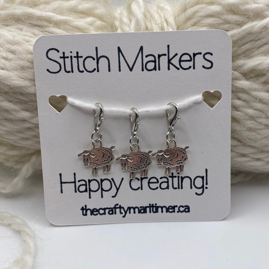 Silver Sheep Stitch Marker set of 3