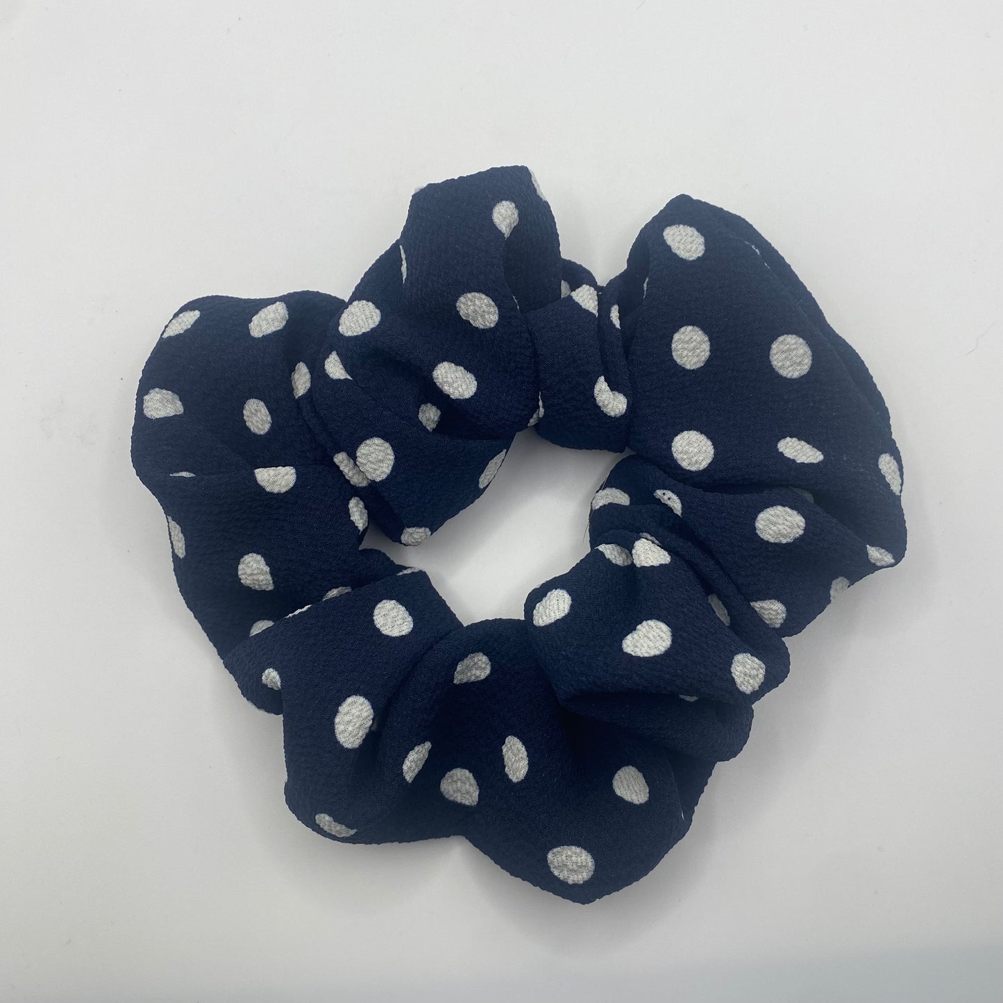 Navy Polka Dot Scrunchie