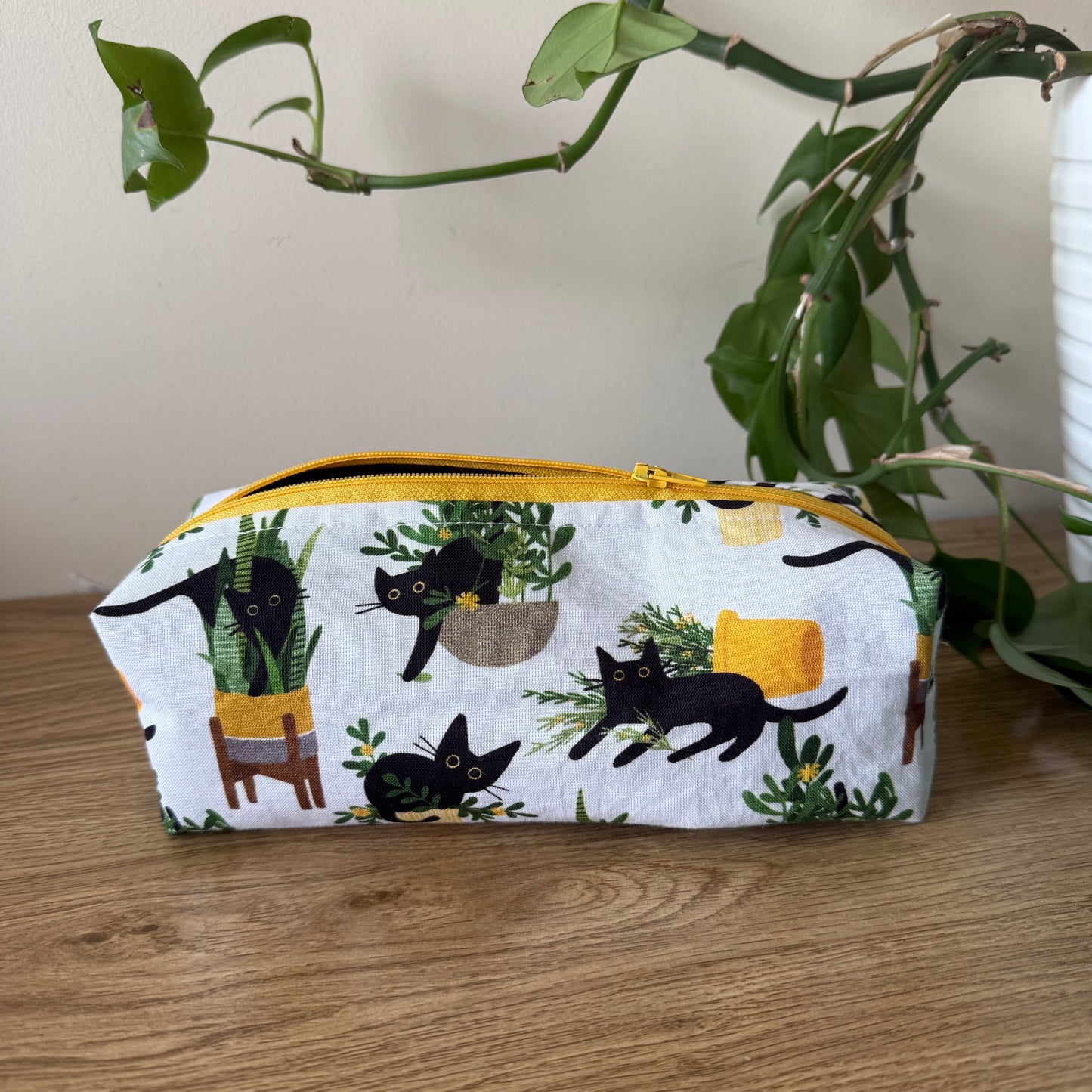 Cats & Plants Pencil Case (yellow zip)