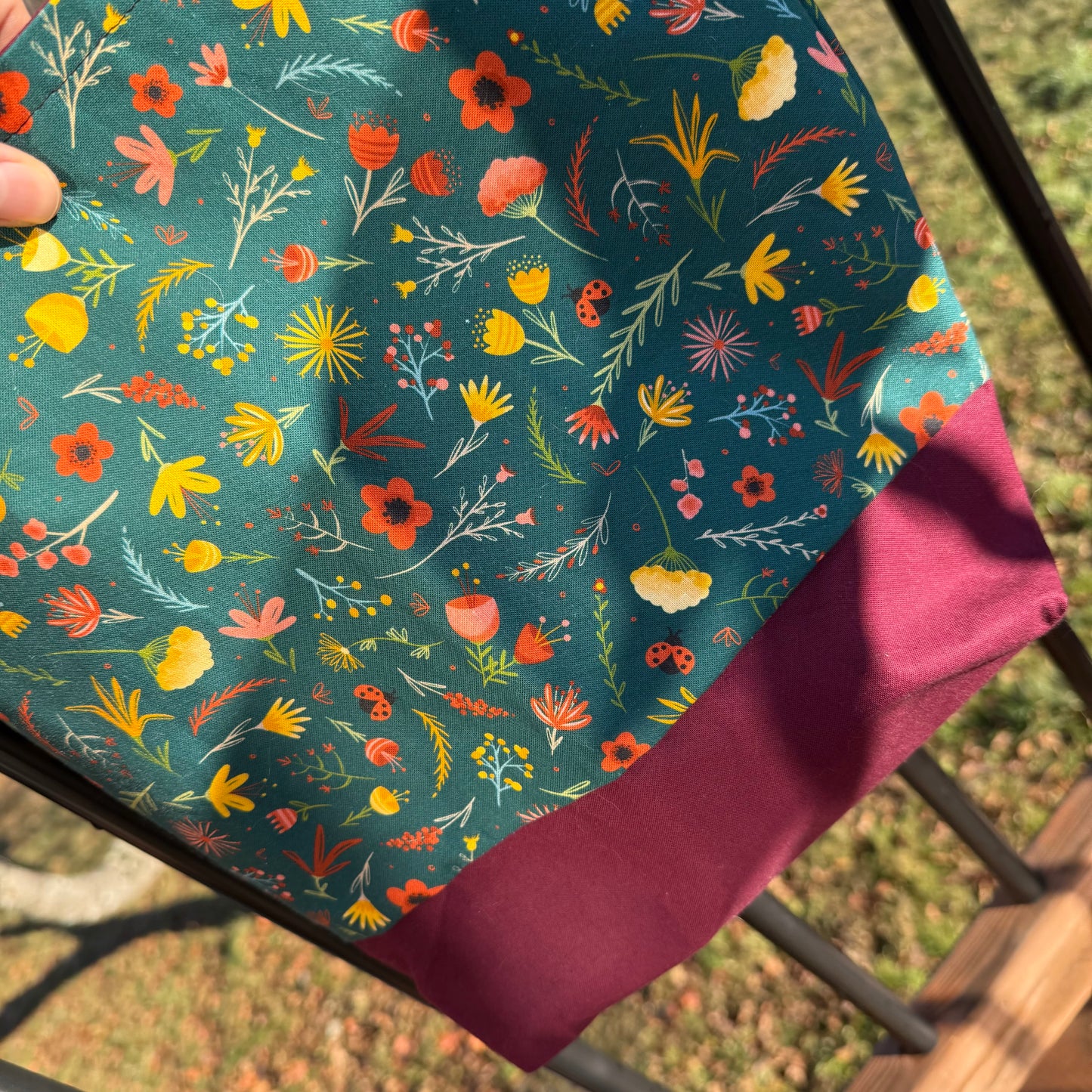 Dark Floral with Black Handle Tote Bag