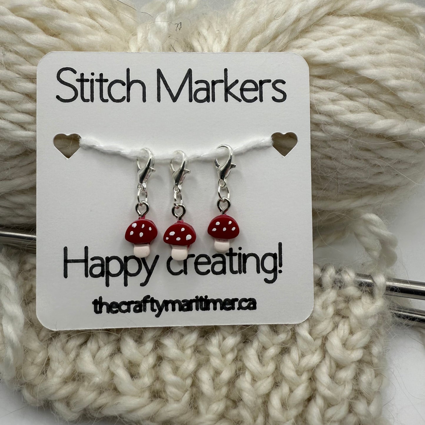 Handmade Tiny Mushroom Stitch Markers/Progress Keepers