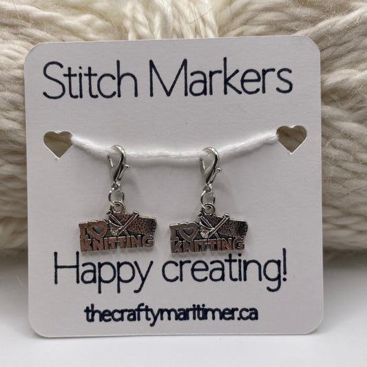 "I Love Knitting" Stitch Markers set of 2