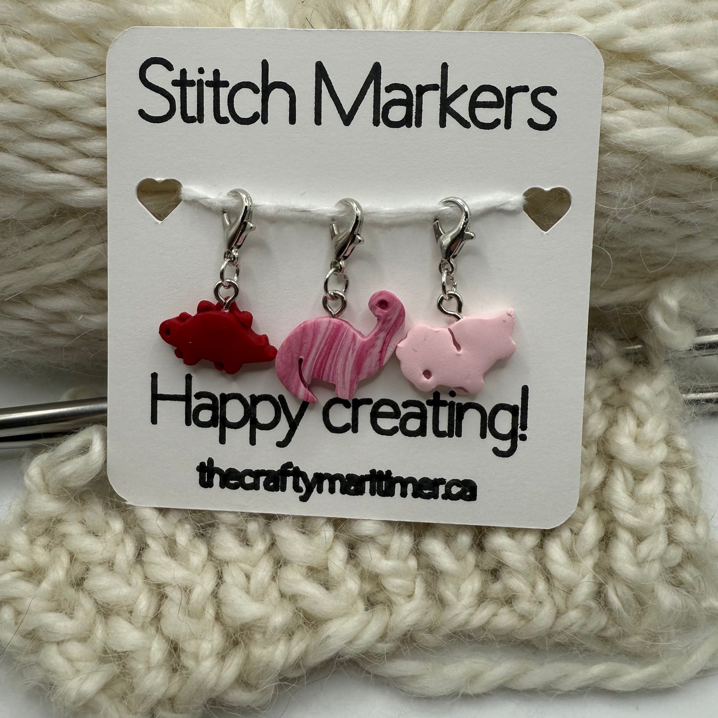 Handmade Dinosaur Stitch Markers/Progress Keepers