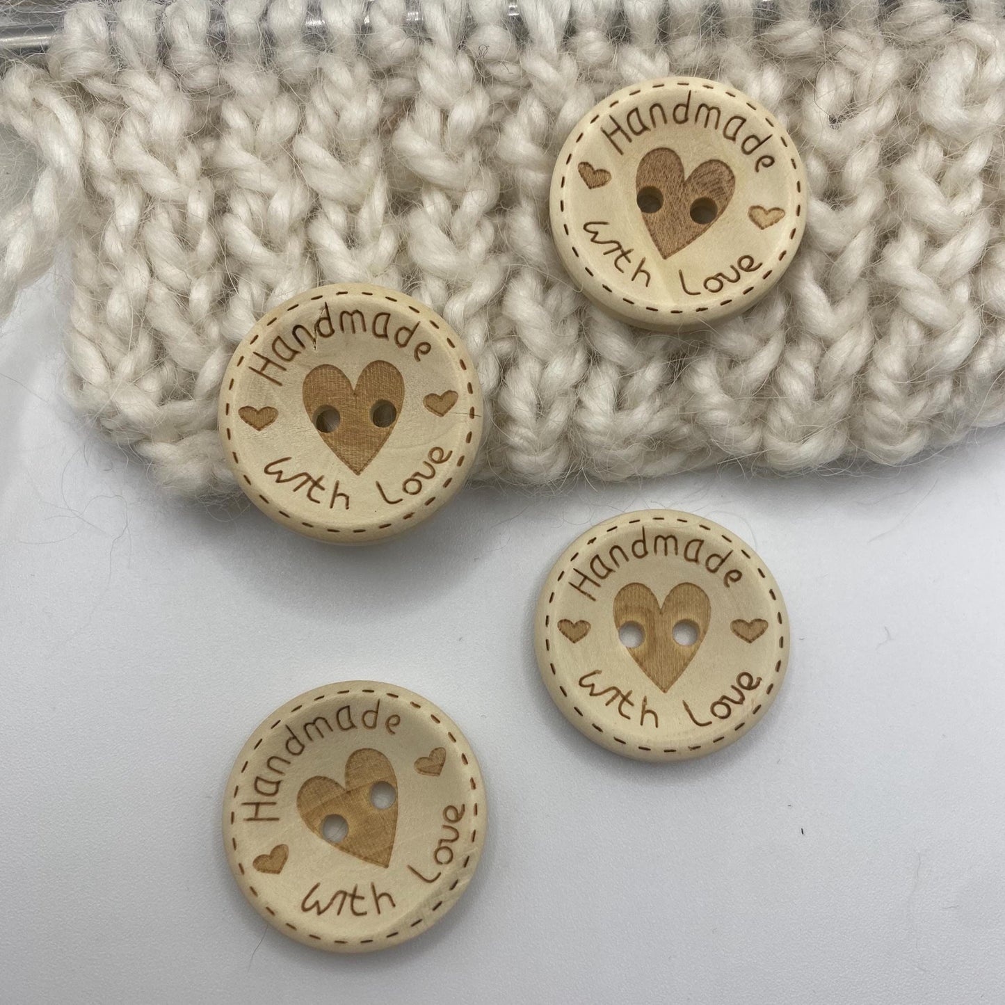 Wooden “Handmade With Love” Buttons set of 4